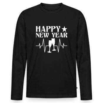 Frohes Neues Jahr - Männer Premium Bio Langarmshirt - Schwarz - Vorne - Nico (187cm)