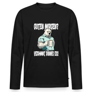 Kaffee Morgenmuffel grumpy Eisbär - Männer Premium Bio Langarmshirt - Schwarz - Vorne - Nico (187cm)
