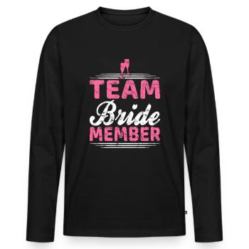 Membre de l’équipe mariée - T-shirt manches longues Premium bio Homme - noir - Devant - Nico (187cm)