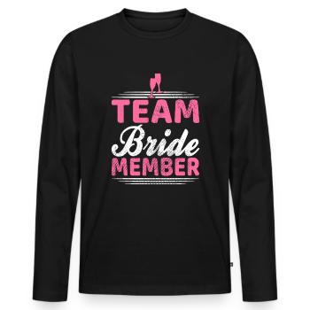 Membre de l’équipe mariée - T-shirt manches longues Premium bio Homme - noir - Devant - Nico (187cm)
