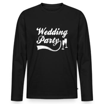 Fête de mariage - T-shirt manches longues Premium bio Homme - noir - Devant - Nico (187cm)