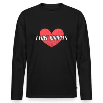 Ich liebe Burpees - Männer Premium Bio Langarmshirt - Schwarz - Vorne - Nico (187cm)