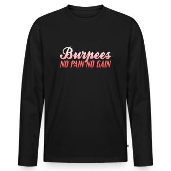 Burpees pas de douleur pas de gain - T-shirt manches longues Premium bio Homme - noir - Devant - Nico (187cm)