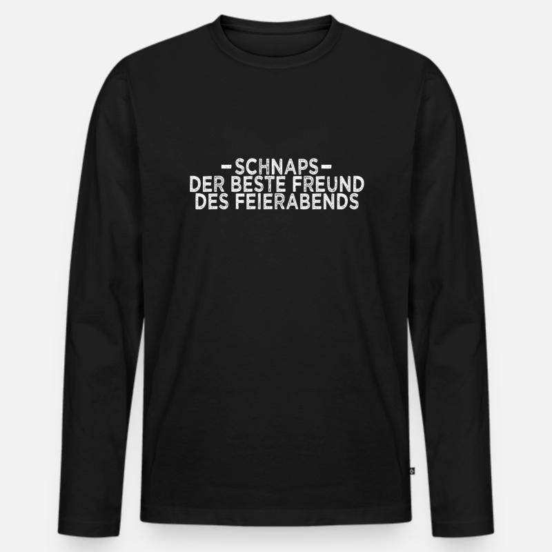 Schnaps Feierabend Spruch - Männer Premium Bio Langarmshirt - Schwarz