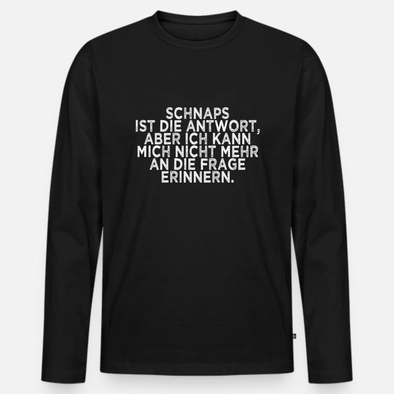 lustiger Schnaps Spruch - Männer Premium Bio Langarmshirt - Schwarz