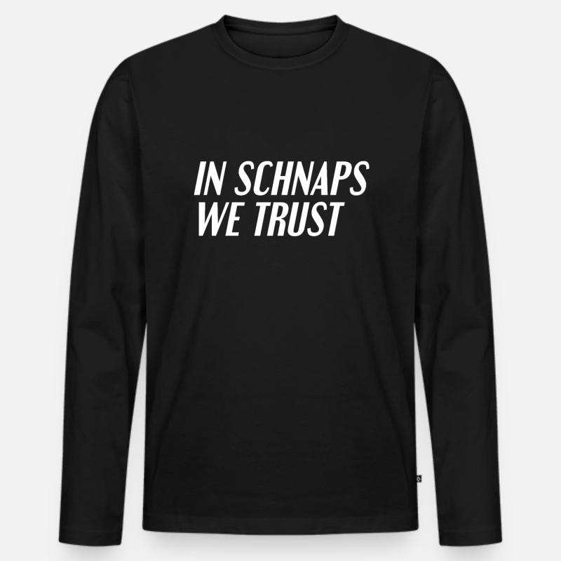 Schnaps trinken Spruch - Männer Premium Bio Langarmshirt - Schwarz
