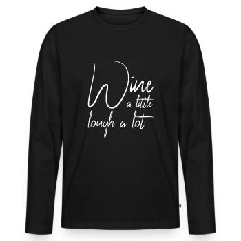 lustiger Wein Spruch - Männer Premium Bio Langarmshirt - Schwarz - Vorne - Nico (187cm)