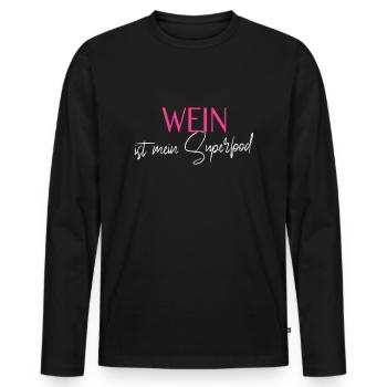 cooler Wein Spruch - Männer Premium Bio Langarmshirt - Schwarz - Vorne - Nico (187cm)