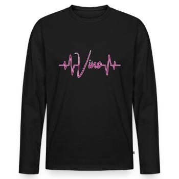 Vin Vino battement de cœur - T-shirt manches longues Premium bio Homme - noir - Devant - Nico (187cm)