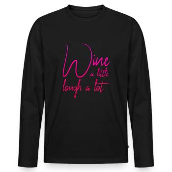 lustiger Wein Spruch - Männer Premium Bio Langarmshirt - Schwarz - Vorne - Nico (187cm)