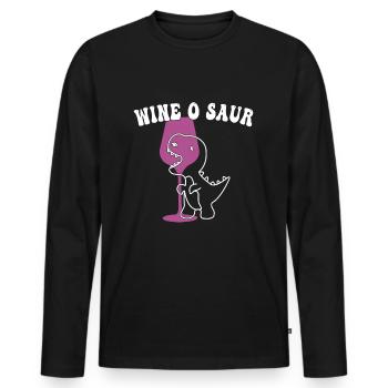 lustiger Wein Dinosaurier Spruch - Männer Premium Bio Langarmshirt - Schwarz - Vorne - Nico (187cm)