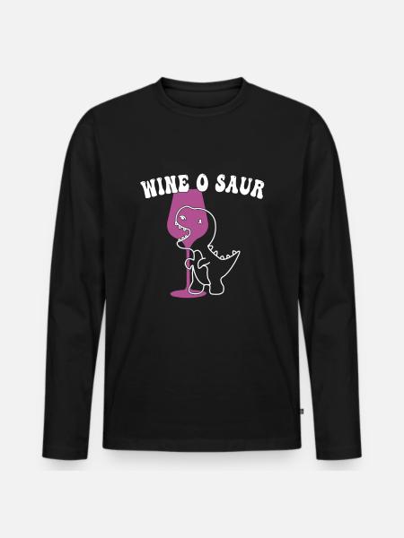 funny wine dinosaur saying - Men's Premium Organic Long Sleeve Shirt - black