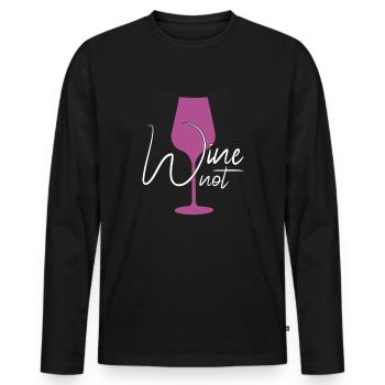 lustiger Wein Spruch - Männer Premium Bio Langarmshirt - Schwarz - Vorne - Nico (187cm)