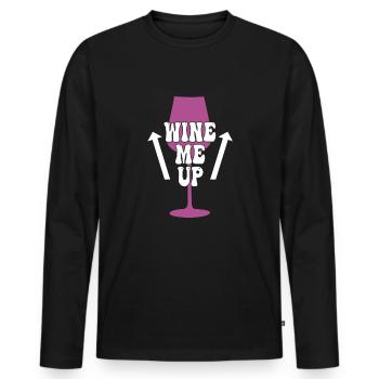 lustiger Wein Spruch - Männer Premium Bio Langarmshirt - Schwarz - Vorne - Nico (187cm)