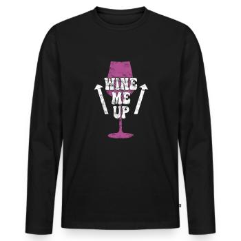 lustiger Wein Spruch - Männer Premium Bio Langarmshirt - Schwarz - Vorne - Nico (187cm)