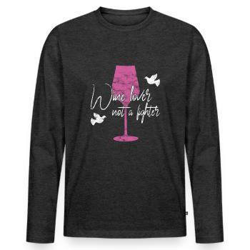Wine Peace Saying - Men's Premium Organic Long Sleeve Shirt - heather anthracite - Front - Nico (187cm)