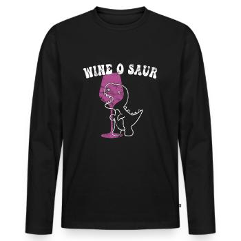 lustiger Wein Dinosaurier Spruch - Männer Premium Bio Langarmshirt - Schwarz - Vorne - Nico (187cm)