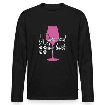 Amateurs de vin et de chiens - T-shirt manches longues Premium bio Homme - noir - Devant - Nico (187cm)
