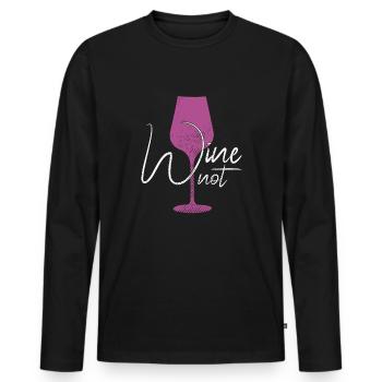 funny wine saying - Men's Premium Organic Long Sleeve Shirt - black - Front - Nico (187cm)
