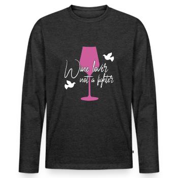 Wine Peace Saying - Men's Premium Organic Long Sleeve Shirt - heather anthracite - Front - Nico (187cm)