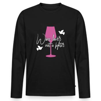 Wine Peace Saying - Men's Premium Organic Long Sleeve Shirt - black - Front - Nico (187cm)