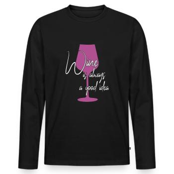 Wine is a good idea saying - Men's Premium Organic Long Sleeve Shirt - black - Front - Nico (187cm)