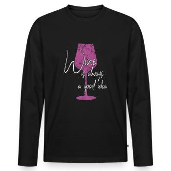 Wine is a good idea saying - Men's Premium Organic Long Sleeve Shirt - black - Front - Nico (187cm)
