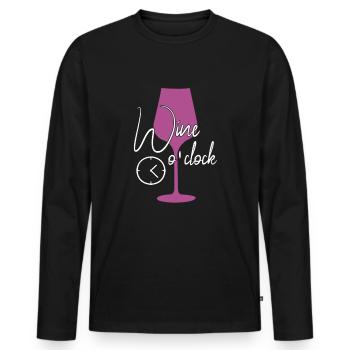 Wine time funny saying - Men's Premium Organic Long Sleeve Shirt - black - Front - Nico (187cm)