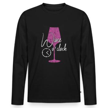 L’heure du vin dit drôle - T-shirt manches longues Premium bio Homme - noir - Devant - Nico (187cm)