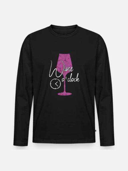 Wine time funny saying - Men's Premium Organic Long Sleeve Shirt - black