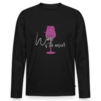 Réponse du vin en disant - T-shirt manches longues Premium bio Homme - noir - Devant - Nico (187cm)
