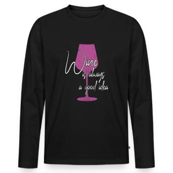 Wine is a good idea saying - Men's Premium Organic Long Sleeve Shirt - black - Front - Nico (187cm)