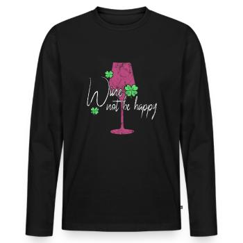 Vin Bonheur Dire - T-shirt manches longues Premium bio Homme - noir - Devant - Nico (187cm)