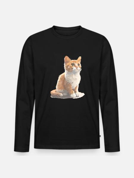 Cat cute cat drawing - Men's Premium Organic Long Sleeve Shirt - black
