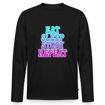 Essen Schlafen Studieren - Männer Premium Bio Langarmshirt - Schwarz - Vorne - Nico (187cm)