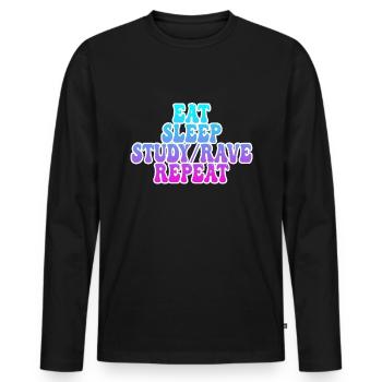 Studieren und Raven - Männer Premium Bio Langarmshirt - Schwarz - Vorne - Nico (187cm)