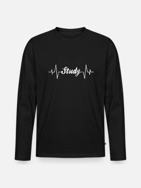 Studying heartbeat - Men's Premium Organic Long Sleeve Shirt - black