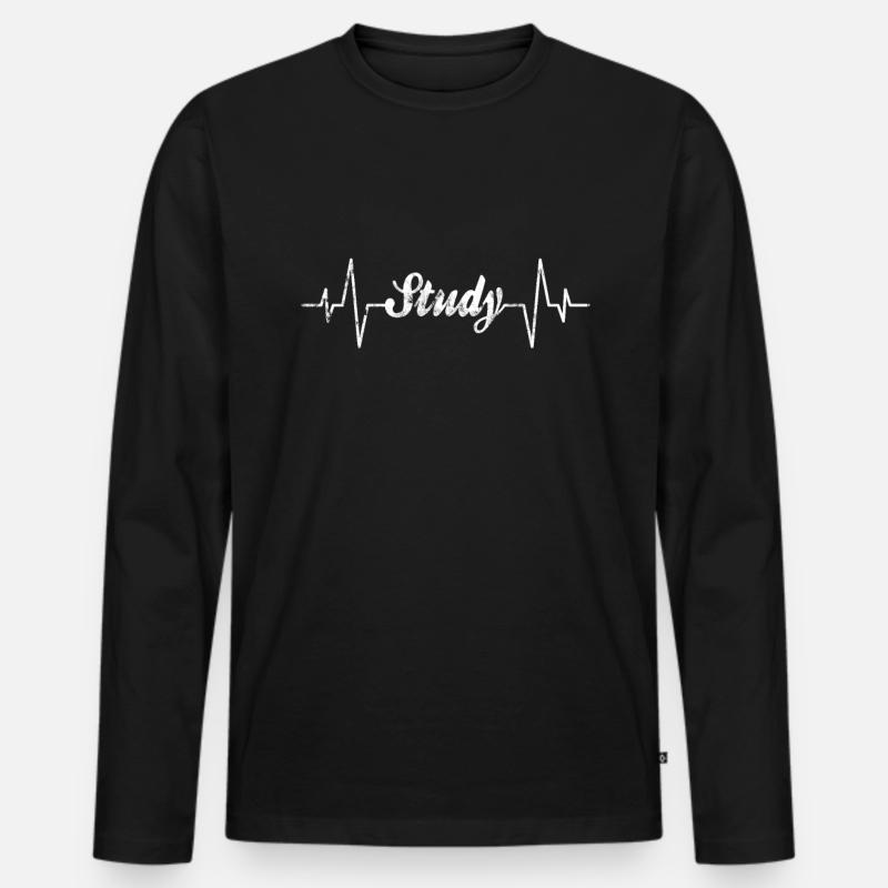 Studieren Herzschlag - Männer Premium Bio Langarmshirt - Schwarz