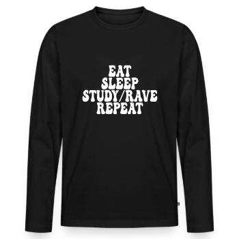 Studieren und Raven - Männer Premium Bio Langarmshirt - Schwarz - Vorne - Nico (187cm)