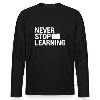 Learn Saying - Men's Premium Organic Long Sleeve Shirt - black - Front - Nico (187cm)