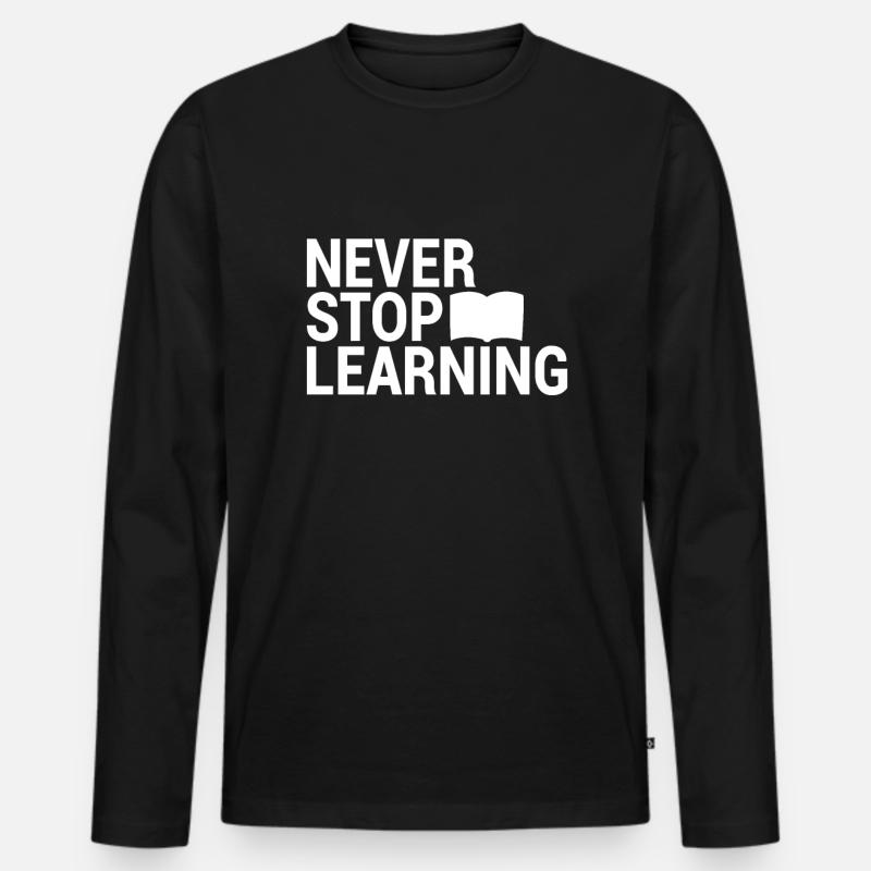 Lernen Spruch - Männer Premium Bio Langarmshirt - Schwarz