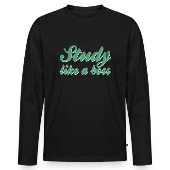 Studieren Spruch - Männer Premium Bio Langarmshirt - Schwarz - Vorne - Nico (187cm)