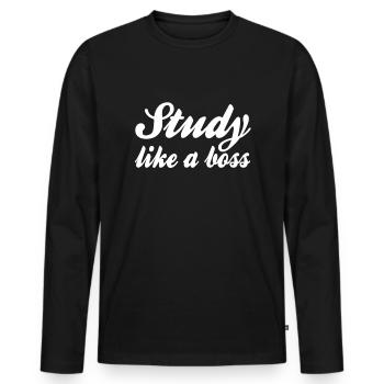 Studieren Spruch - Männer Premium Bio Langarmshirt - Schwarz - Vorne - Nico (187cm)