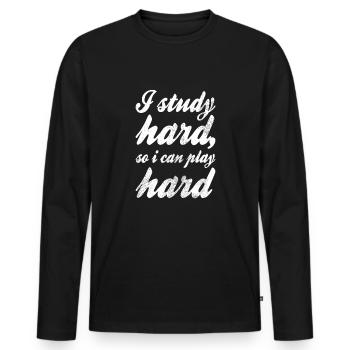 Studieren Spruch - Männer Premium Bio Langarmshirt - Schwarz - Vorne - Nico (187cm)