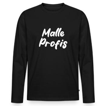 Malle Profis - Männer Premium Bio Langarmshirt - Schwarz - Vorne - Nico (187cm)