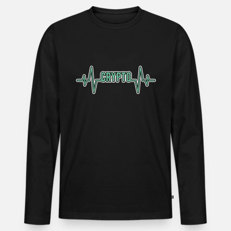 Krypto Kryptowährung Herzschlag - Männer Premium Bio Langarmshirt - Schwarz