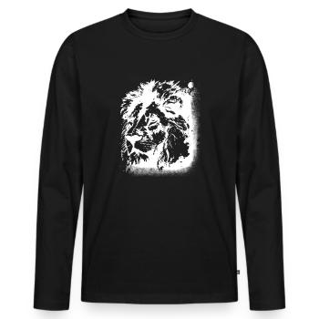 Lion Lion's Head - Men's Premium Organic Long Sleeve Shirt - black - Front - Nico (187cm)