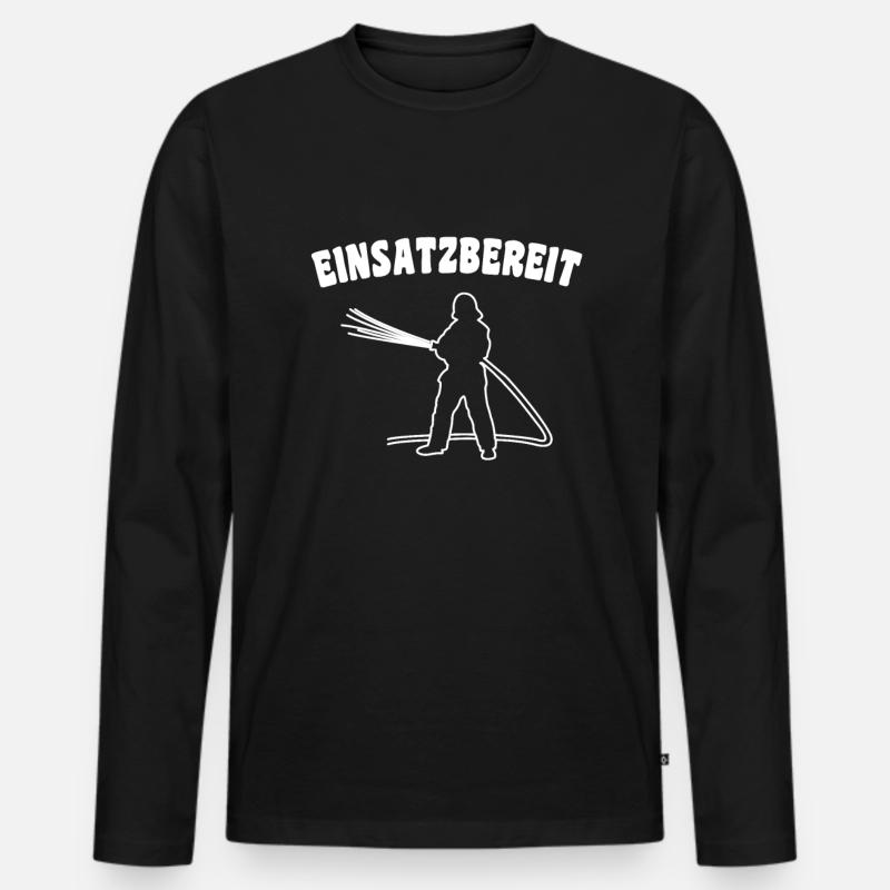 Feuerwehr Einsatzbereit - Männer Premium Bio Langarmshirt - Schwarz