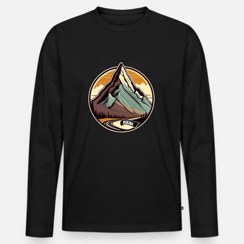 Berge Wandern - Männer Premium Bio Langarmshirt - Schwarz