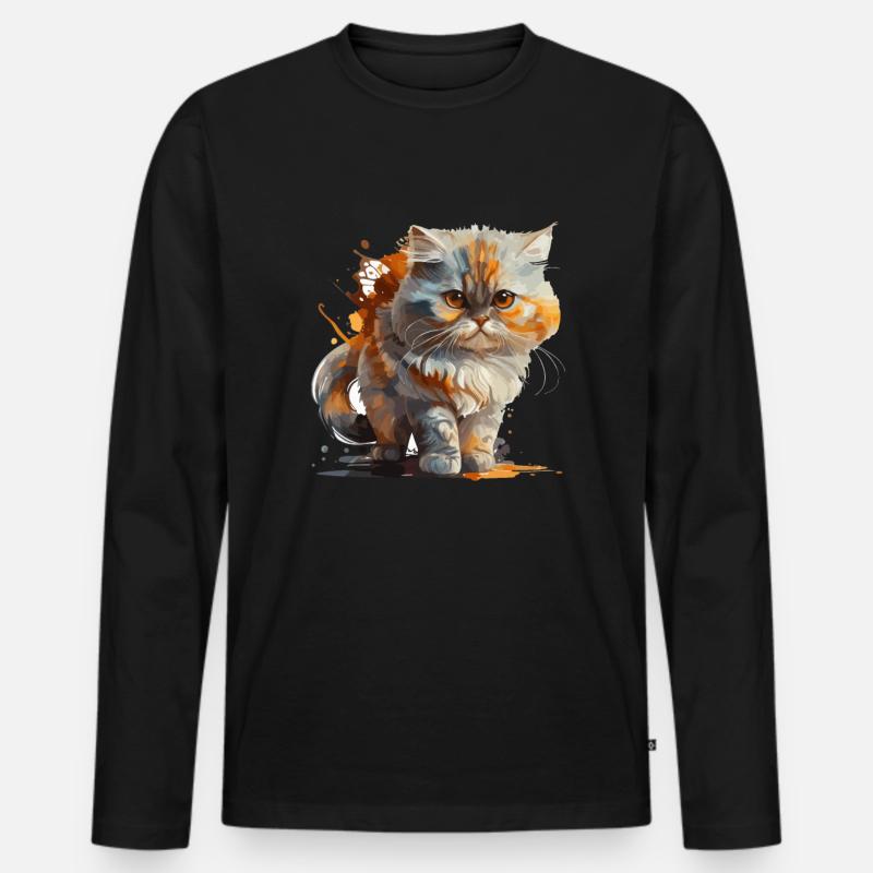 Katze - Männer Premium Bio Langarmshirt - Schwarz